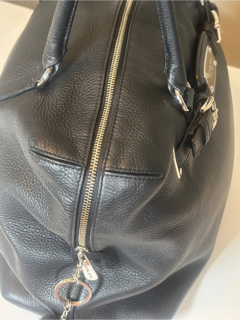 Michael Kors Black Hamiliton Weekender Leather Tote Satchel with Silver Hardware - Picture 7 of 15